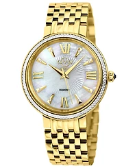 GV2 by Gevril Women's Genoa Swiss Quartz Ip Gold Stainless Steel Bracelet Diamond Watch