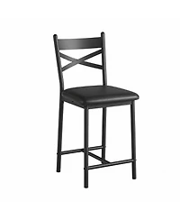 gaomon Bar Stools Set of 4, Counter Height Bar Stools with Pu Upholstered Seat, Metal Frame X-Design Back