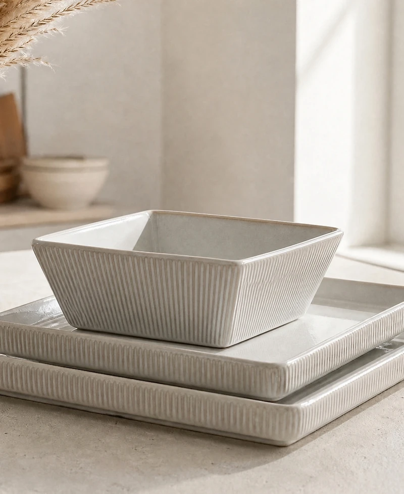 Stone Lain Grace Fluted 24-Piece Dinnerware Set, Service for 8,