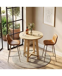 Tribesigns Light Wood Round Bar Table, Modern Bistro Pub Table, Oak