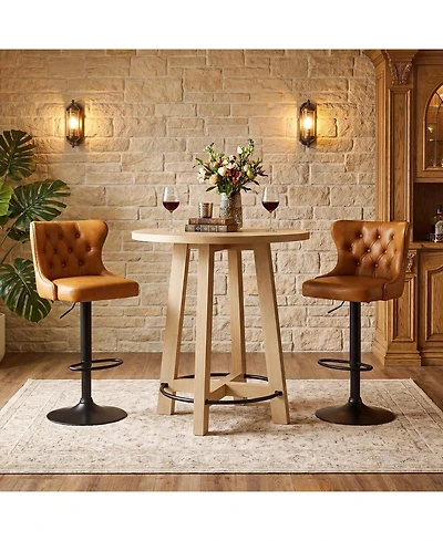 Tribesigns Light Wood Round Bar Table, Modern Bistro Pub Table, Oak