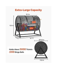 Sugift Metal Raffle Drum Ticket Spinner Holding 5000 Tickets with Reinforced Handle and Triangular Stand