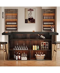 Tribesigns 4-Tier Bar Table, 70.9-Inch Large Wooden Home Bar Unit with Storage Shelves