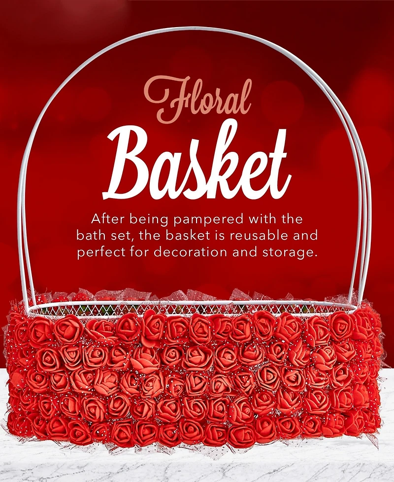 Lovery Valentine's Spa Gift Basket, 10pieces Red Rose Handmade Body Care Kit