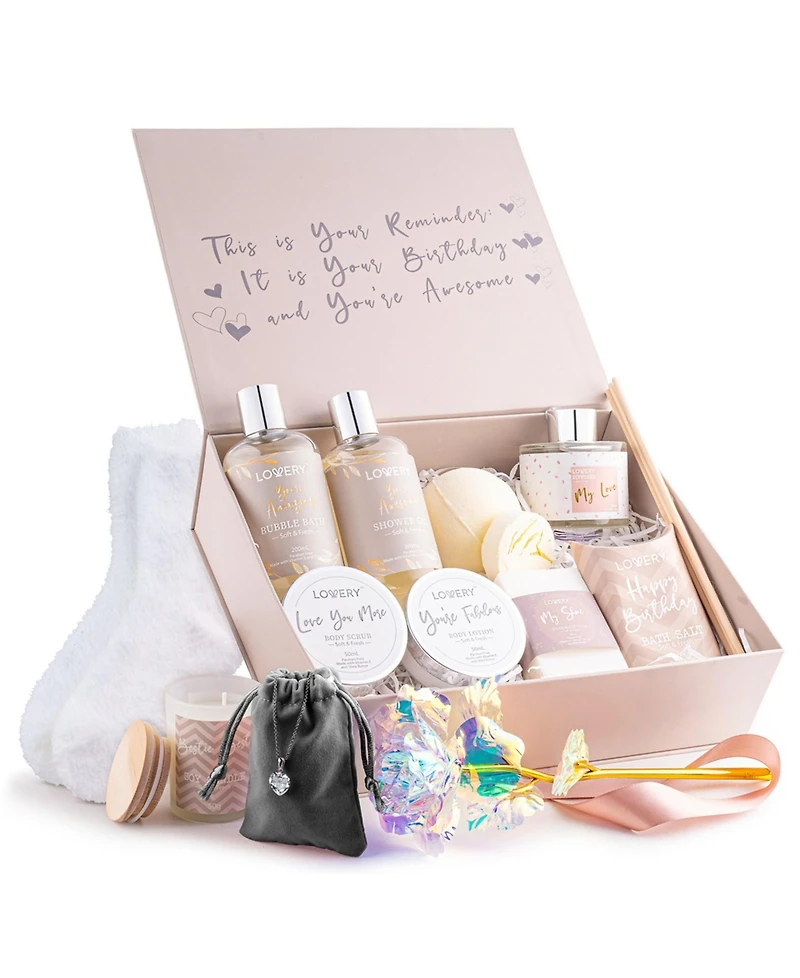 Lovery Birthday Gift Basket, Birthday Spa Gift Box, Body Care Gift Set, 20 Piece