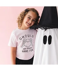 Sweet Wink Little Girls Ghouls Just Wanna Have Fun Halloween Short Sleeve T-Shirt