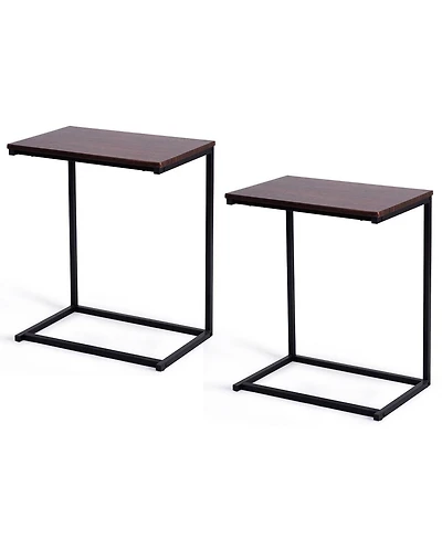 Gymax 2 pieces 26'' Laptop Holder Sofa Side End Table C Table Home Office Furniture