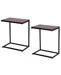 Gymax 2 pieces 26'' Laptop Holder Sofa Side End Table C Table Home Office Furniture