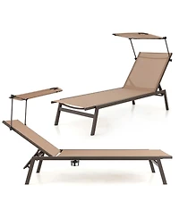 Gymax 2Pieces 6-Position Recliner Lounge Outdoor Adjustable Reclining Chair Poolside
