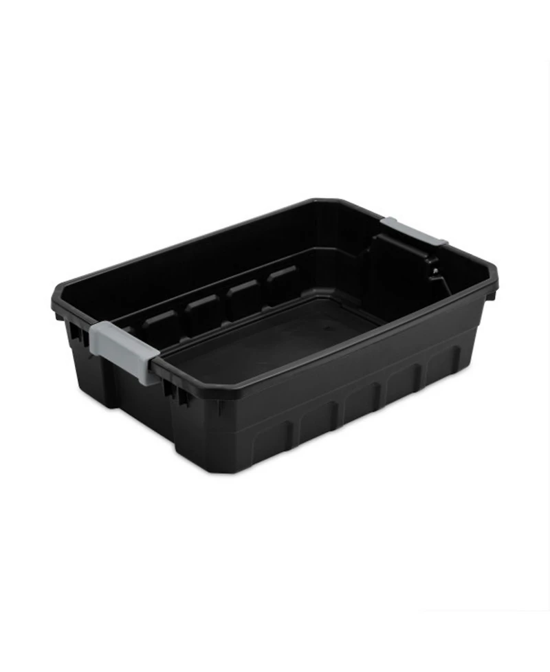 Sterilite 10 Gallon Industrial Stacker Storage Totes w/ Gray Clip Lids (6 Pack)