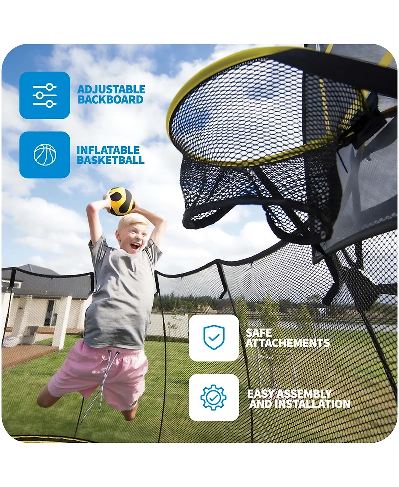 Springfree Trampoline Kids Square 13 Foot Trampoline and FlexrHoop Basketball Game