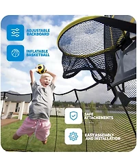 Springfree Trampoline Kids Square 13 Foot Trampoline and FlexrHoop Basketball Game