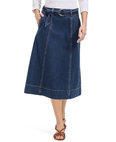 Lands' End Big Girls Women's Soft Denim A-line Midi Skirt