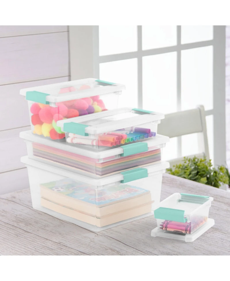 Sterilite 64 Quart Latching Storage Tote Box (12 Pack) and Deep Clip Box (4 Pack)