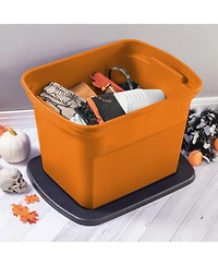 Sterilite 18 Gallon Orange Plastic Storage Container Bin Tote with Lid (16 Pack)