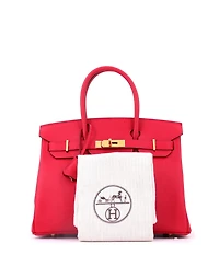 Pre-Owned Hermes Birkin 30 Handbag Red Epsom with Gold Hardware