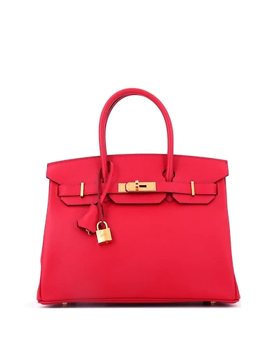 Pre-Owned Hermes Birkin 30 Handbag Red Epsom with Gold Hardware
