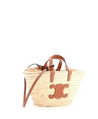 Pre-Owned Celine Teen Triomphe Basket Shoulder Bag Raffia with Leather