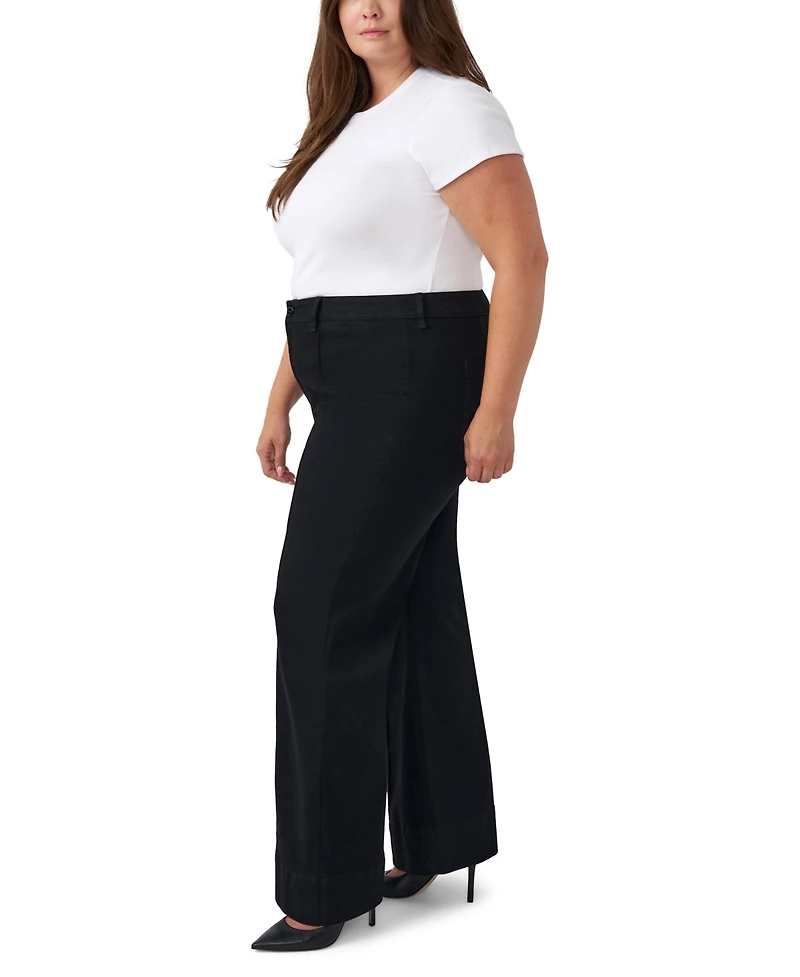 Seven7 Plus High-Waisted Wide-Leg Pintuck Jeans