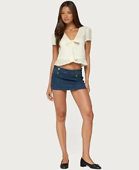 Edikted Women's Taliyah Stretchy Denim Mini Skort
