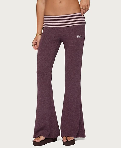 Edikted Women's Stay Stripey Foldover Pants