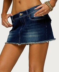 Edikted Women's Dreya Embroidered Pocket Denim Mini Skirt