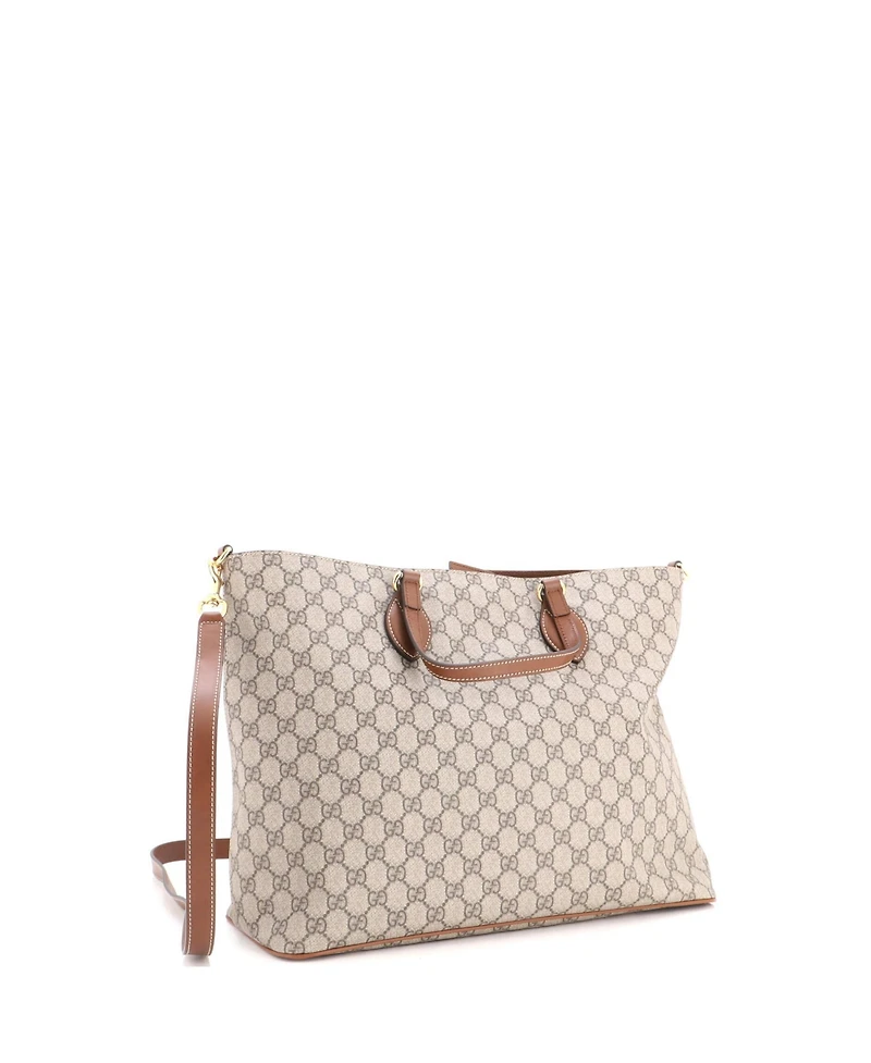 Pre-Owned Gucci Medium Convertible Soft Tote Gg Coated Canvas with Leather