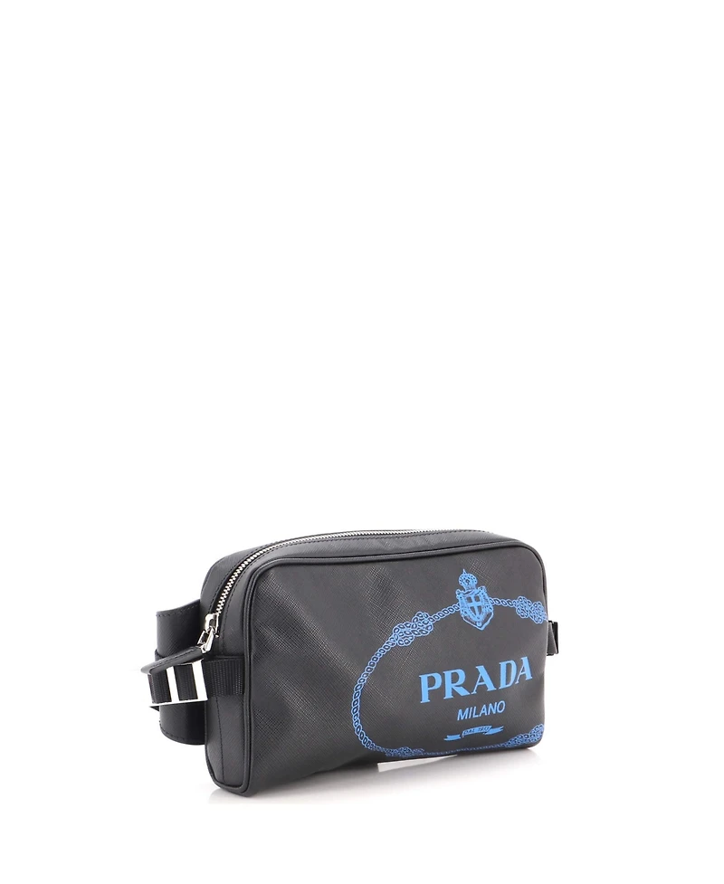 Pre-Owned Prada Logo Waist Bag Printed Saffiano Leather