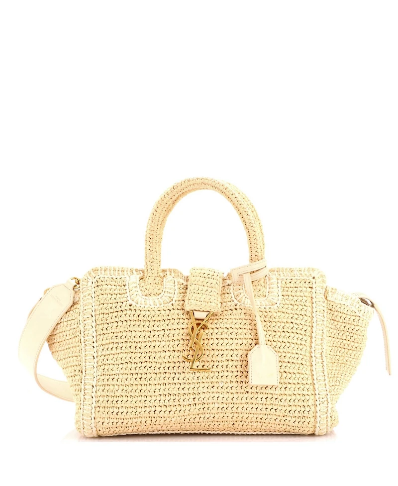 Pre-Owned Saint Laurent Baby Monogram Cabas Downtown Straw