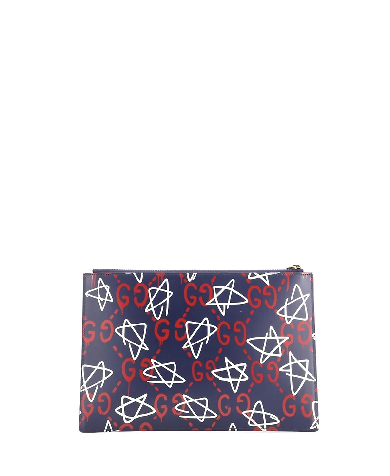 Pre-Owned Gucci Medium Zipped Pouch GucciGhost Leather
