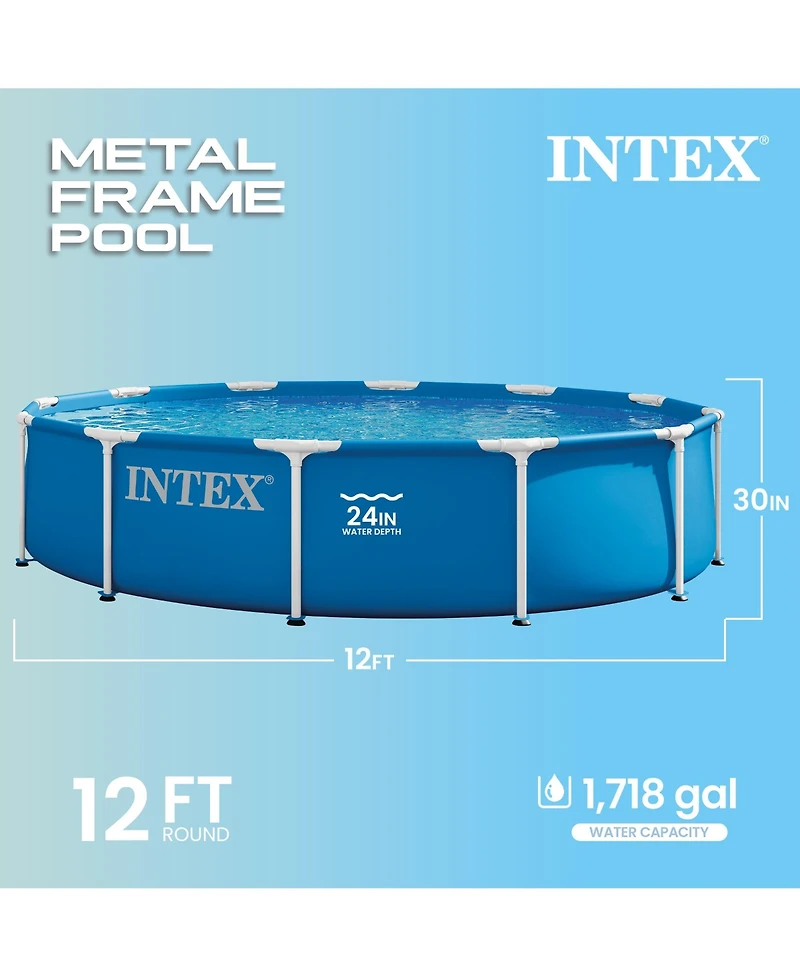 Intex 28210EP 12Ft X 30In Metal Frame Above Ground Swimming Pool, Pool Only