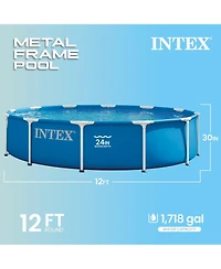 Intex 28210EP 12Ft X 30In Metal Frame Above Ground Swimming Pool, Pool Only