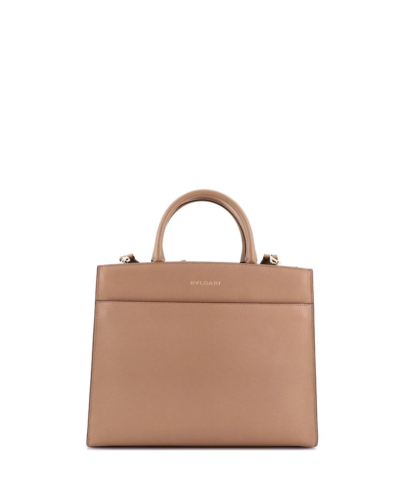 Pre-Owned Bvlgari Medium Embellished Logo Tote Bag Leather
