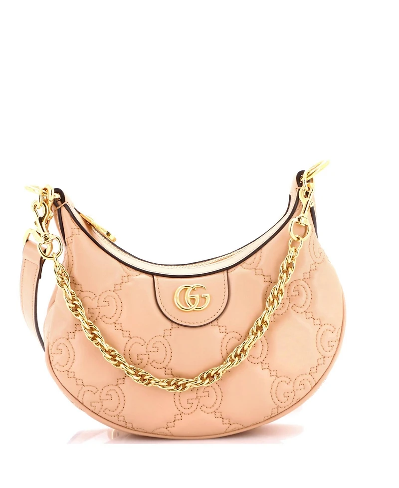 Pre-Owned Gucci Mini Half Moon Hobo Gg Matelasse Leather