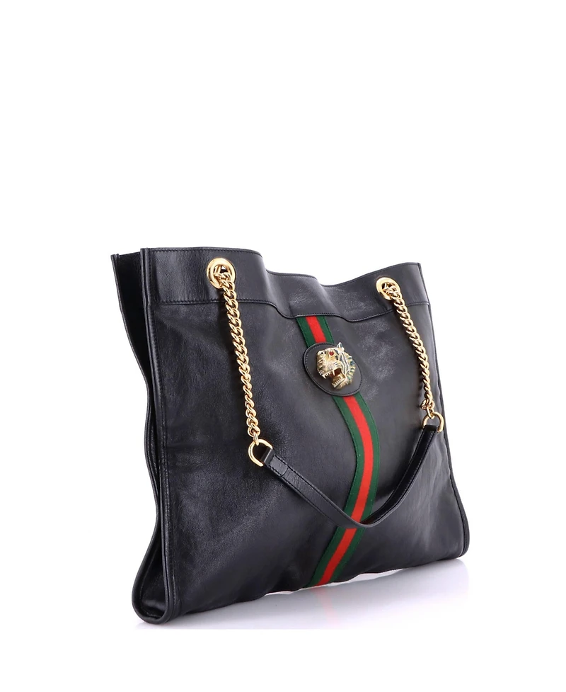 Pre-Owned Gucci Large Rajah Chain Tote Leather