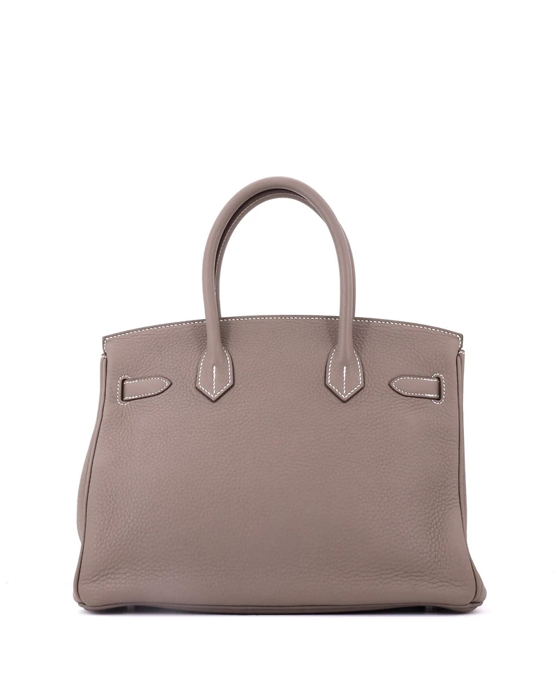 Pre-Owned Hermes Birkin 30 Handbag Grey Clemence with Palladium Hardware