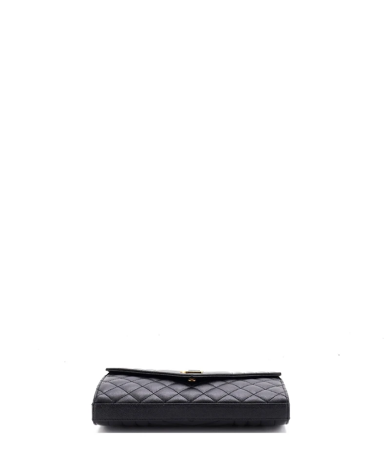 Pre-Owned Saint Laurent Medium Classic Monogram Chain Wallet Mixed Matelasse Leather