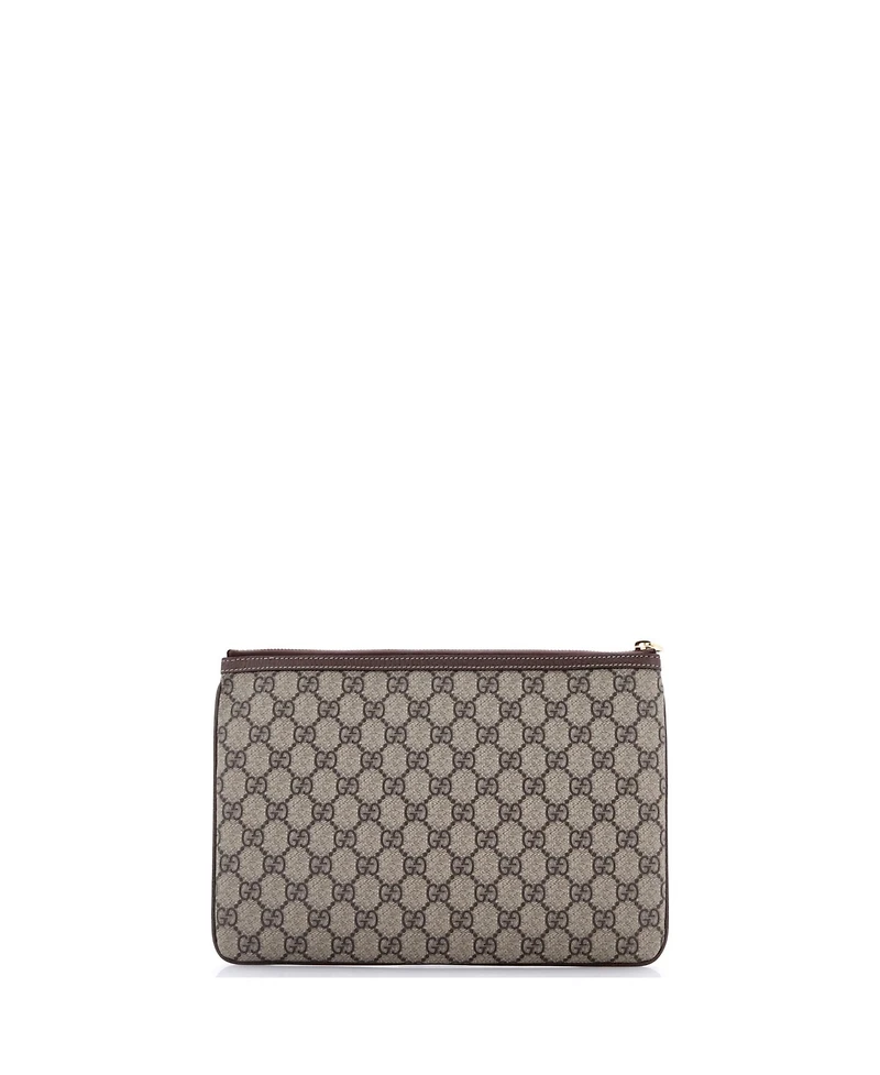 Pre-Owned Gucci Large Ophidia Zip Pouch Gg Coated Canvas