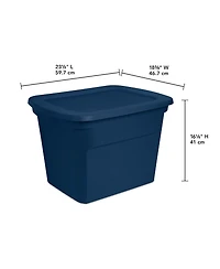 Sterilite Classic Lidded Stackable 18 Gal Storage Tote Container, Blue