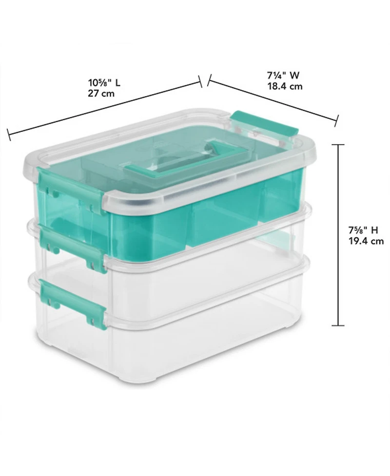 Sterilite Convenient Home 3-Tiered Stack Carry Storage Box, Clear (6 Pack)