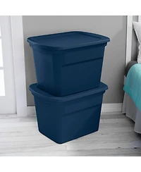 Sterilite Classic Lidded Stackable 18 Gal Storage Tote Container, Blue