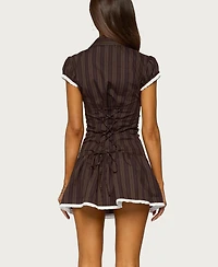 Edikted Women's Clarah Striped Button Up Mini Dress