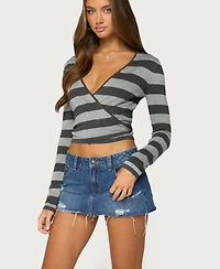 Edikted Women's Cerys Striped Wrap Knit Top