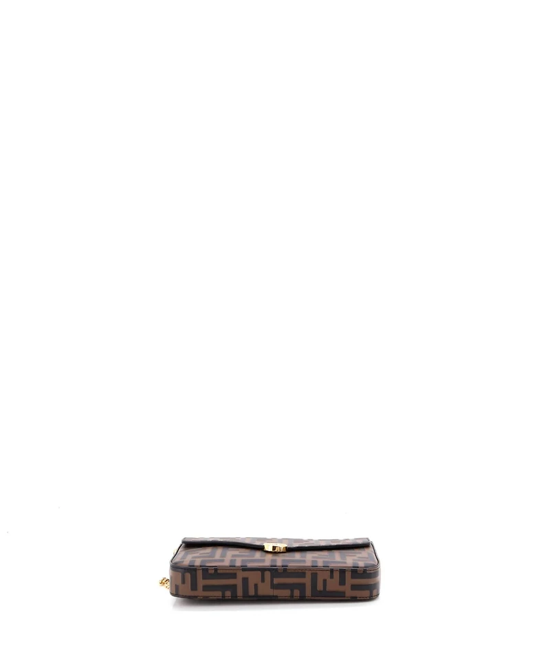 Pre-Owned Fendi F is Fendi Envelope Clutch on Chain Zucca Embossed Leather