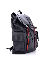 Pre-Owned Gucci Large Double Pocket Buckle Backpack Gg Coated Canvas