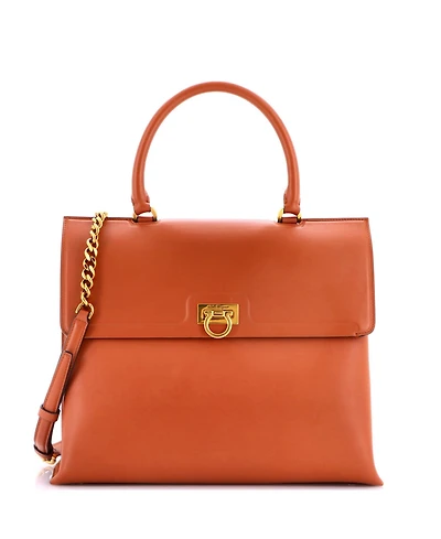 Pre-Owned Salvatore Ferragamo Medium Trifolio Top Handle Bag Leather