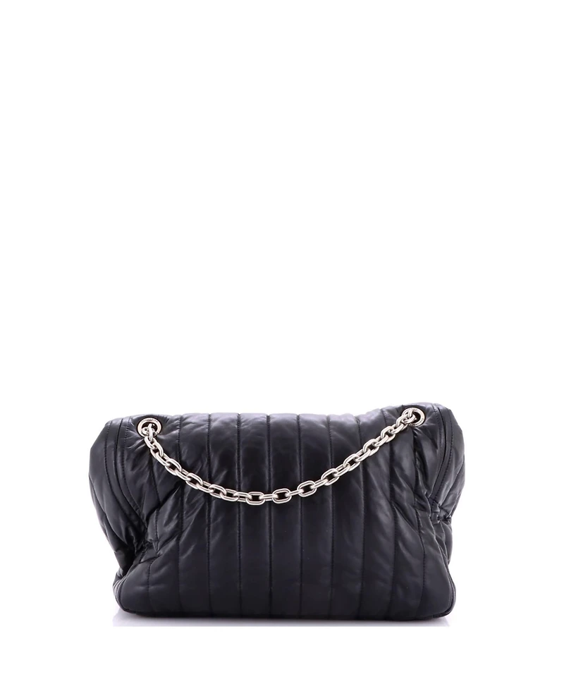 Pre-Owned Balenciaga Medium Monaco Chain Flap Shoulder Bag Quilted Leather