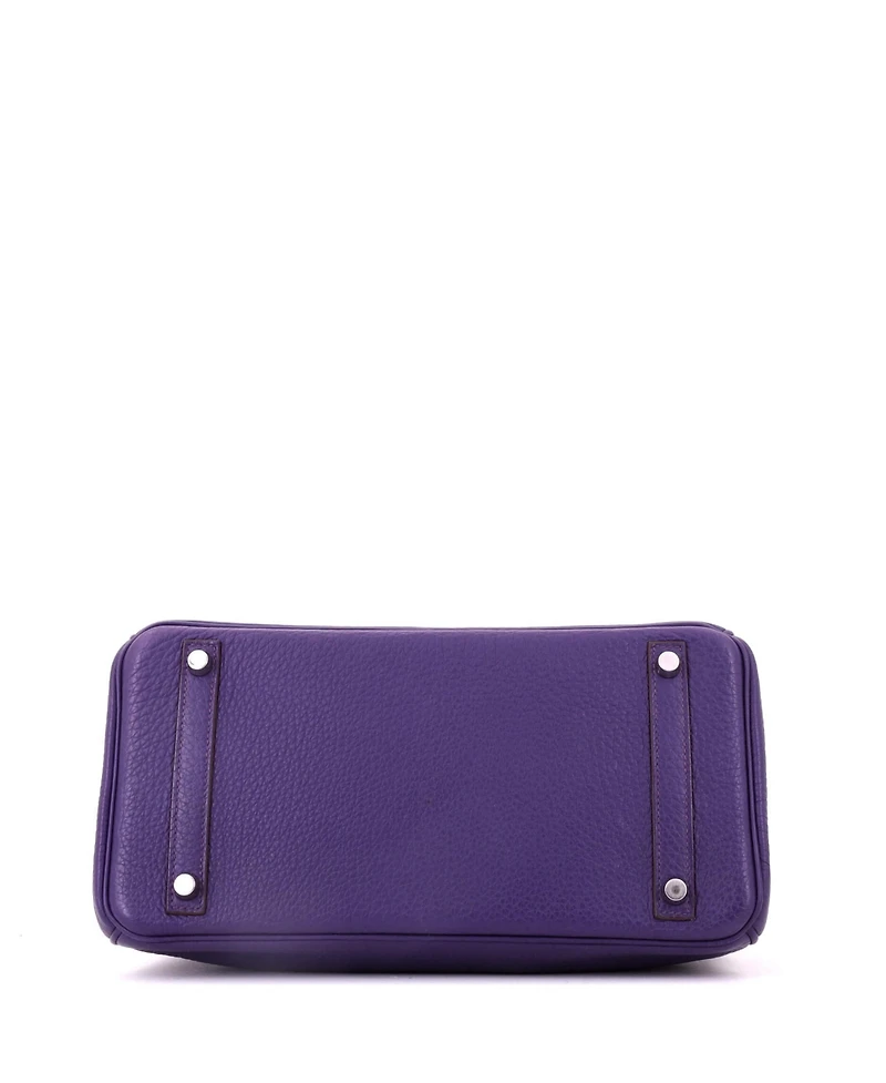 Pre-Owned Hermes Birkin 30 Handbag Purple Togo with Palladium Hardware
