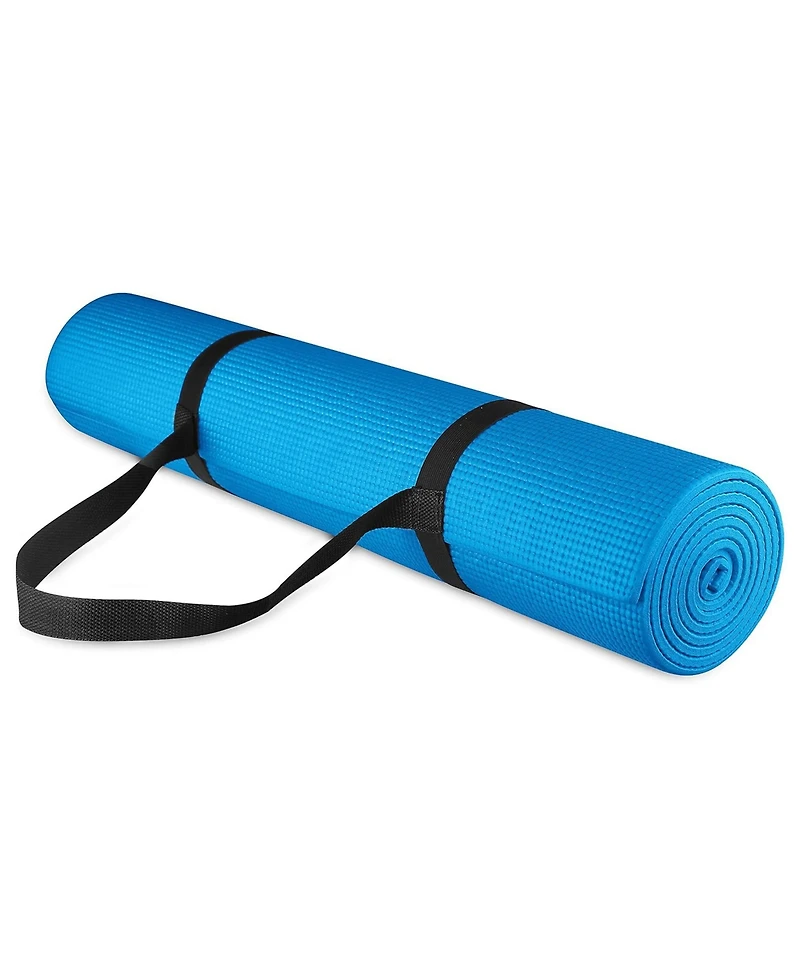 Signature Fitness All Purpose High Density No Tear Exercise Mat w/Strap