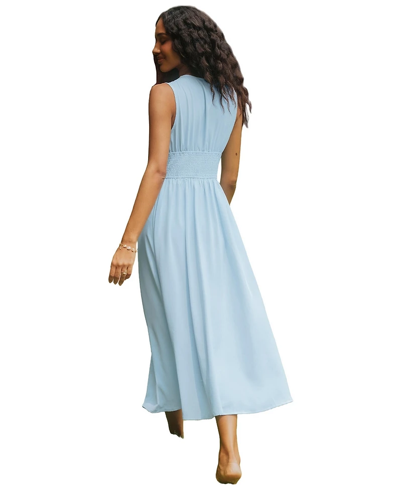 Cupshe Women's Scalloped V-Neck Sleeveless Midi Dress